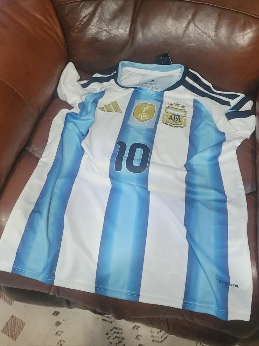 adidas Argentina 2026 WC Home Jersey Messi #10 Blue White Stripes